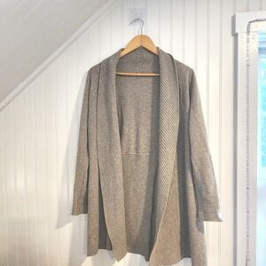 Cashmere Cardigan Sweater Taupe Quiet Luxury Old Money Basketweave Split Hem